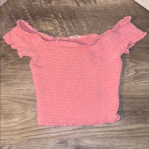 Cute pink tight crop top.